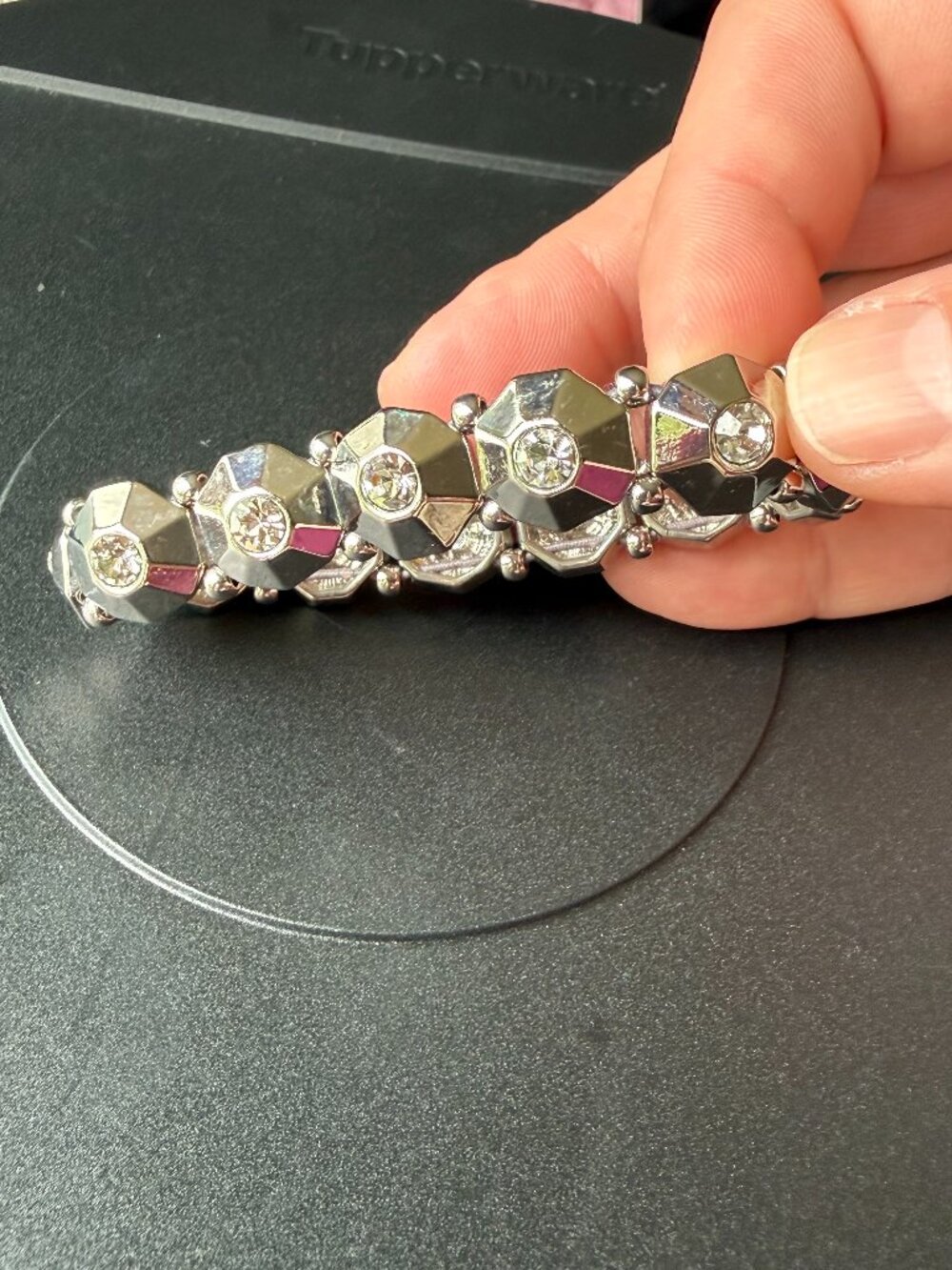 Lia Sophia "Amphilfy" Silver Tone w/ Cut Crystals Stretch Bracelet